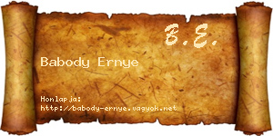 Babody Ernye névjegykártya